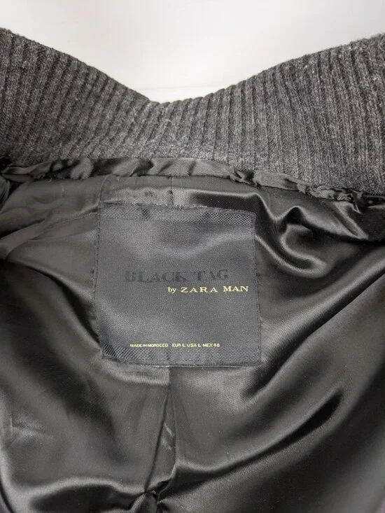 Zara Man Black Tag Black Overcoat Mens Size Large Luxury Winter Dress Coat - Picture 7 of 9